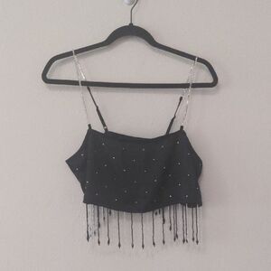 Urban Outfitters Black Embellished Crop Camisole